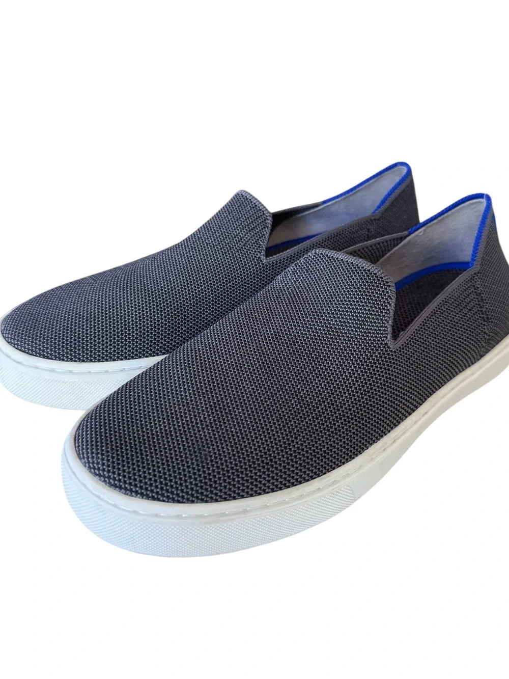 Rothy’s The Loafer Gray Knit Slip On Flats Blue Trim Women’s Size 7